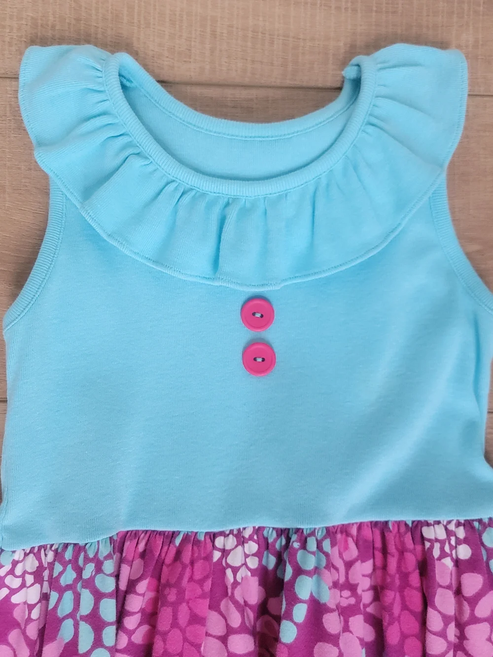 Eleanor Rose Girls Cotton Spandex Blue Purple Floral Ruffle Twirl Dress Size 5-6